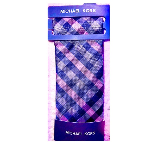 Michael Kors Silk Tie Purple Checkered. - Picture 2 of 5